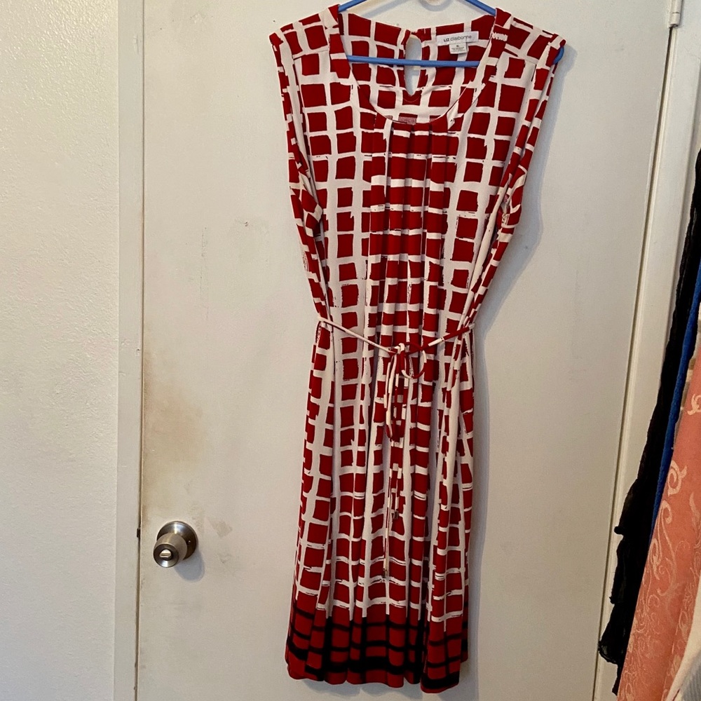 Liz Claiborne red/white sleeveless dress. XL